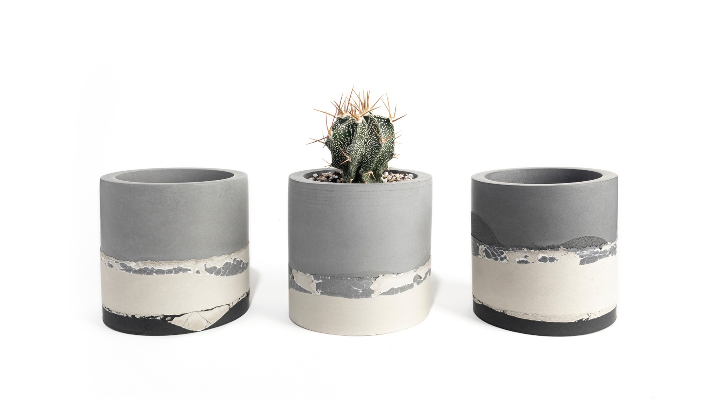 Maceta ocean craquelada con cactus