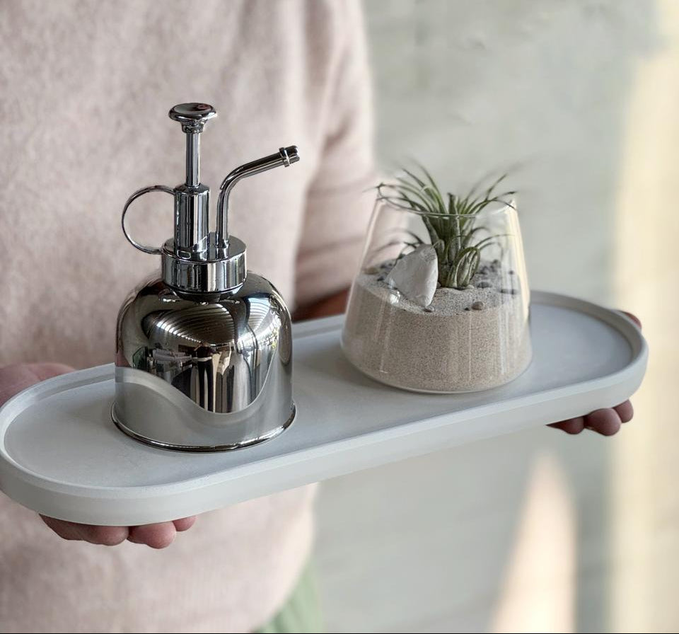 Set charola con rociador y arreglo de plantas de aire